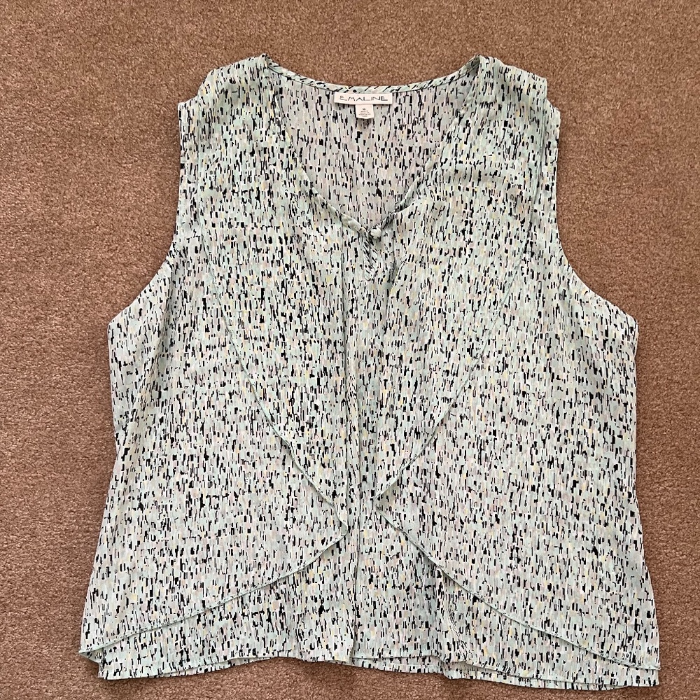 Emaline sheer tank women’s misses XL.  Mint, black with hints of yellow and tan.